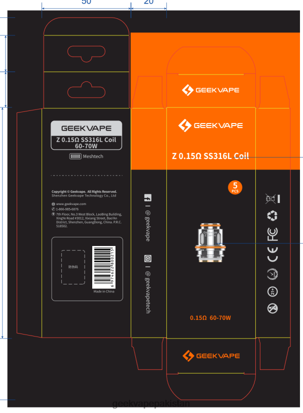 Geekvape 5 پی سیز / پیک زیڈ سیریز کوائل z0.15 ohm xm J288L44 - Geek Vape Karachi